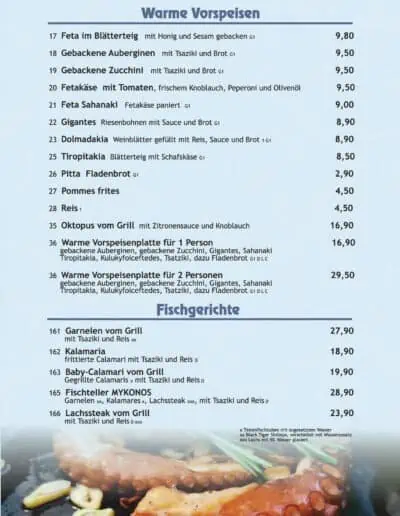Mykonos Speisekarte 2023 07 09